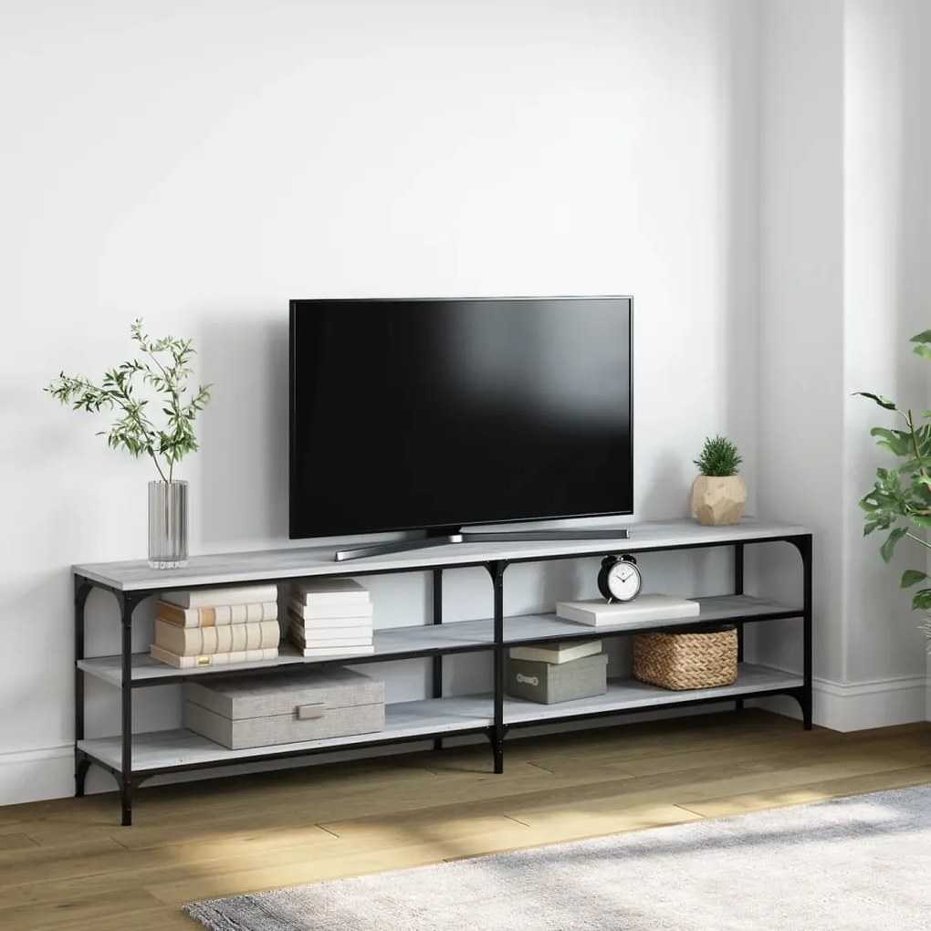 Mobile tv grigio sonoma 180x30x50cm legno multistrato e metallo