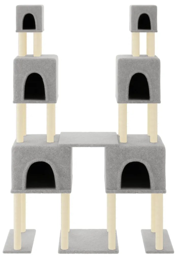 Albero per gatti con tiragraffi in sisal grigio chiaro 199 cm