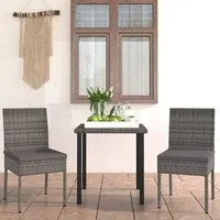 Set da Pranzo da Giardino 3 pz in Polyrattan Grigio 3065699