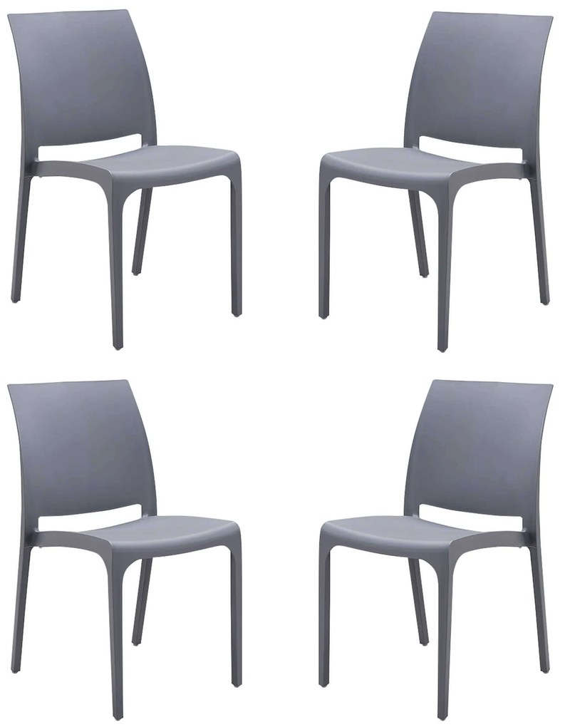 VOLGA - sedia da giardino in plastica set da 4