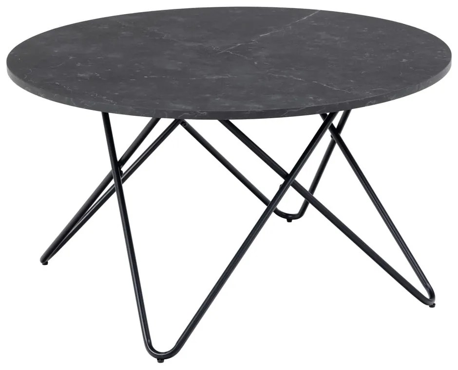 Tavolino rotondo nero con piano in marmo ø 80 cm Wyre - Actona