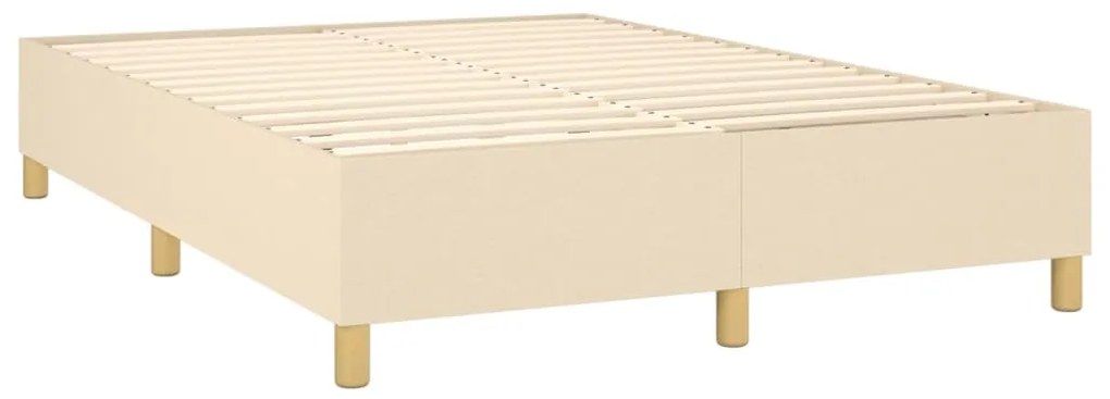 Letto a molle con materasso e led crema 140x200 cm in tessuto