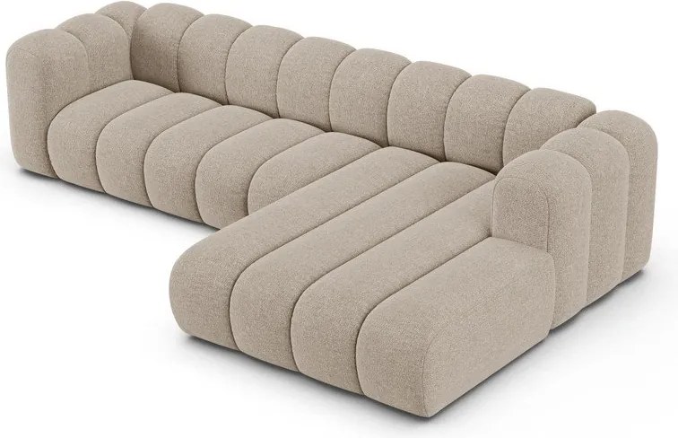 Divano angolare beige (con penisola a destra/con chaise lounge) con rivestimento in ciniglia Lupine – Micadoni