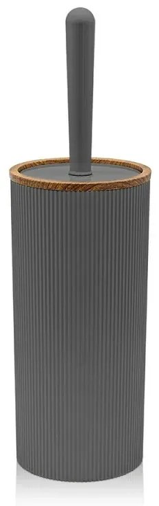 Portascopino wc Grigio dettagli effetto legno serie Blob