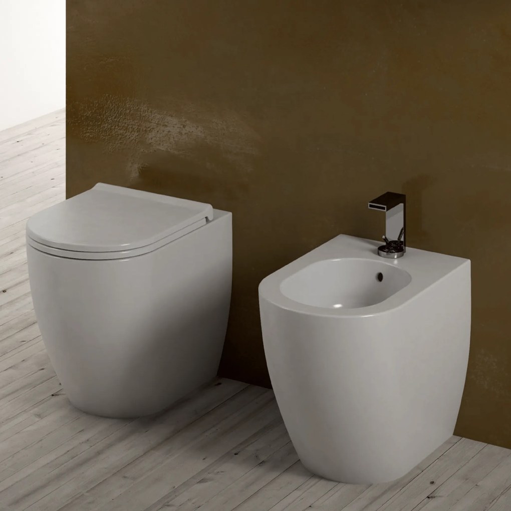 Coppia Di Sanitari a Terra Ceramica Cielo "Mini-Smile 48" Bianco Lucido