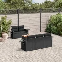 Set Divano da Giardino 6 pz con Cuscini Nero in Polyrattan 3224445