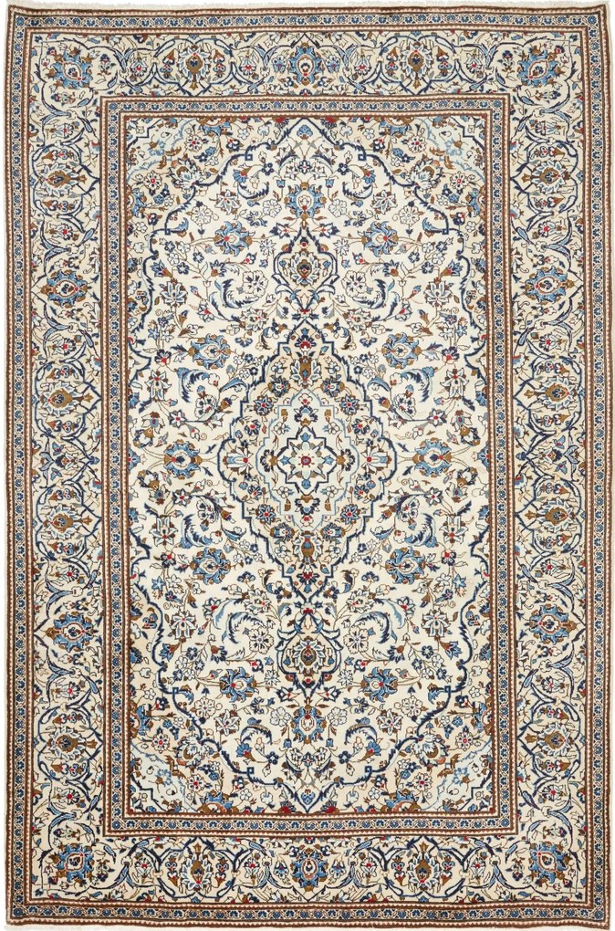 Kashan Tappeto 250 x 410 Blu (Iran) Annodato A Mano