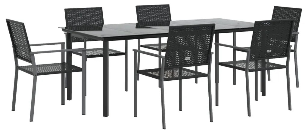 Set da pranzo da giardino 7 pz in polyrattan e acciaio