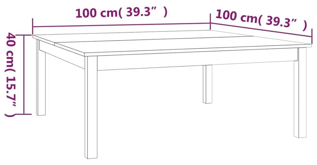 Tavolino da Salotto Grigio 100x100x40 cm Legno Massello di Pino