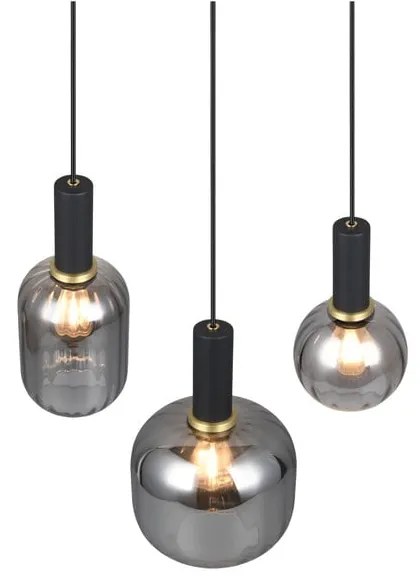 Lampadario nero con paralume in vetro Diva - Trio