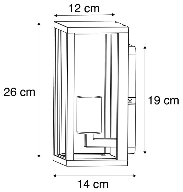 Lampada da parete intelligente nera 26 cm IP44 incl. Wifi ST64 - Charlois