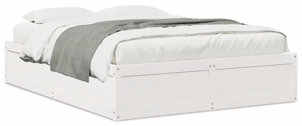 Letto Senza Materasso Bianco 140x190 Cm Legno Massello Di Pino /