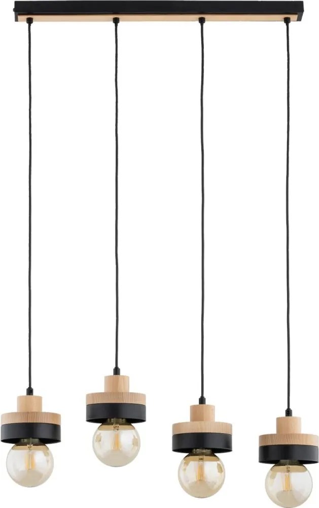 Lampadario a sospensione con cavo LARSO 4xE27/15W/230V nero/beige