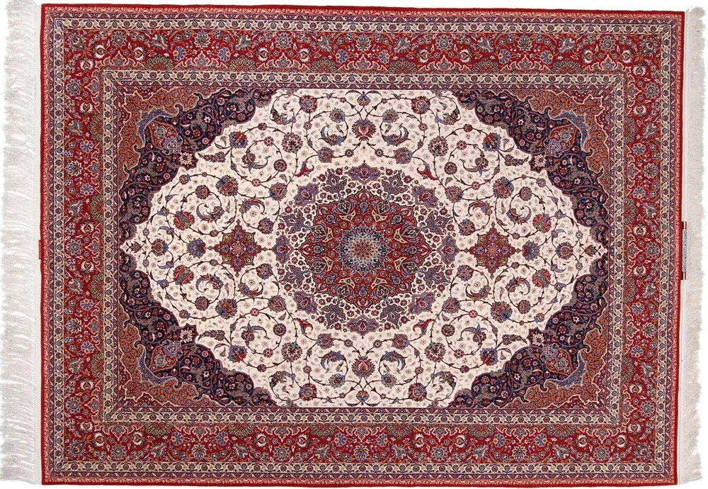 Isfahan Tappeto 420x310 Rosa (Iran) Annodato A Mano