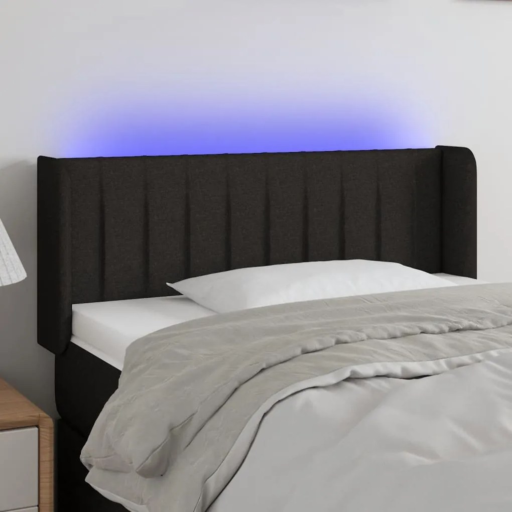Testiera A Led Nera 93x16x78/88 Cm İn Tessuto /
