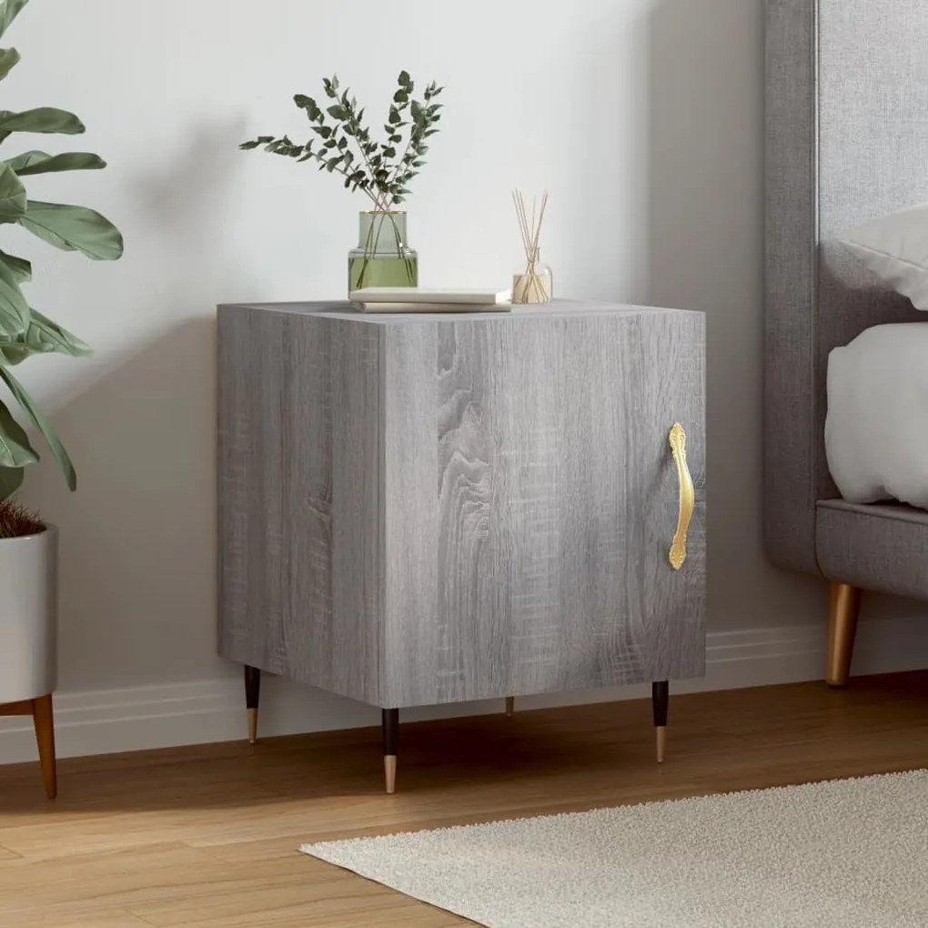 Comodino Grigio Sonoma 40x40x50 Cm İn Legno Multistrato /