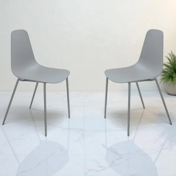 Sedia in polipropilene Grigio Chiaro con gambe in metallo LUANA 2 sedie