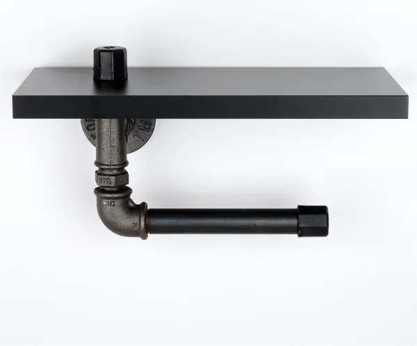 Porta carta igienica con ripiano BORU 12x30 cm nero