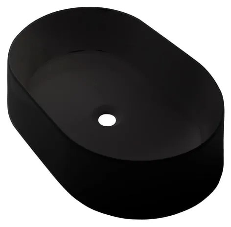 Lavabo da appoggio COVER ovale in ceramica L 60 x H 11.5 x P 40 cm nero satinato piletta non inclusa