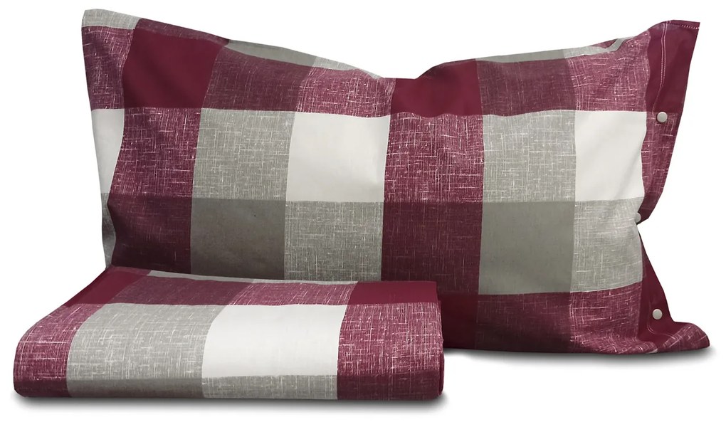 Completo letto singolo quadri bordeaux