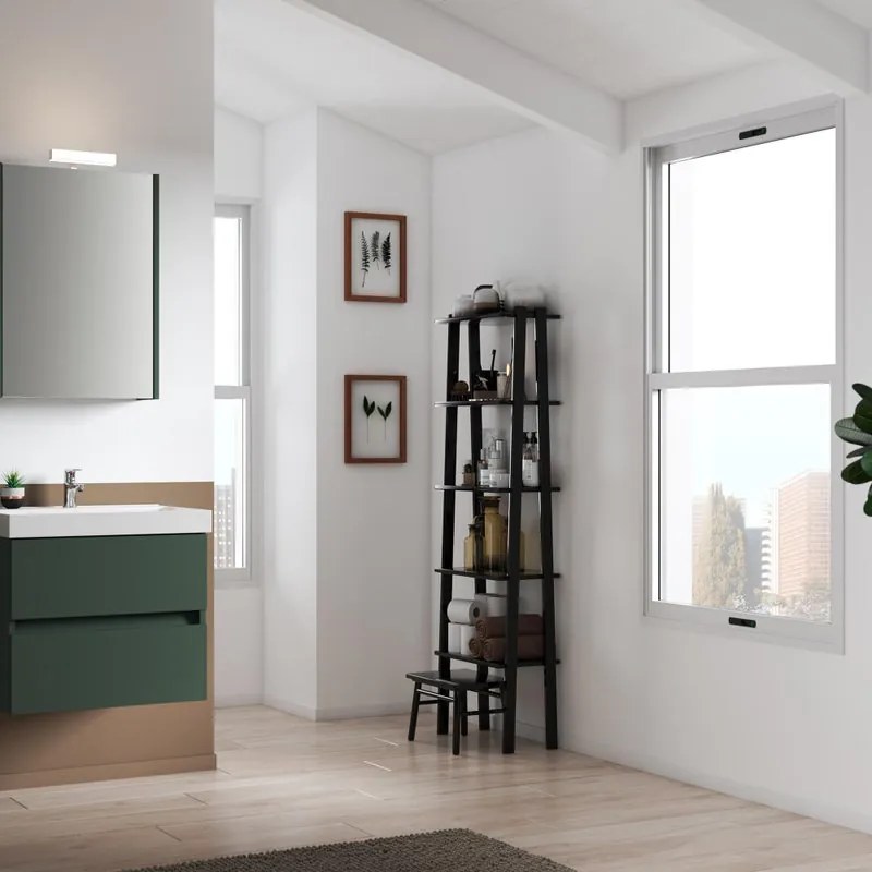 Mobile bagno sospeso con lavabo L 59.5 x H 50 x P 45.5 cm laccato opaco verde foresta 2 cassetti per vasca centrale Kora