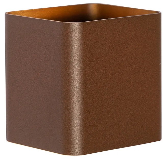 Applique da parete moderna marrone ruggine con LED IP54 quadrata - Evi
