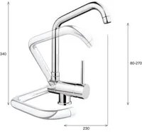 Miscelatore cucina ribaltabile per sottofinestra in ottone cromato serie Saturno Keller Taps