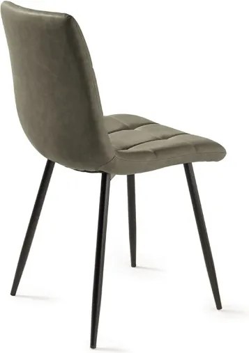 Sedia da cucina in ecopelle Oliva e gambe metallo nere - ARCA 2 sedie