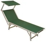 lettino alluminio piegh. pesante con parasole tessuto texilene verde - cm.61x184x38/100h. con viti inox fer182027