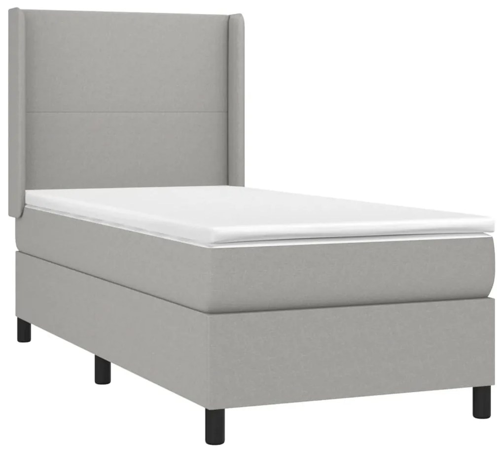 Letto a Molle Materasso e LED Grigio Chiaro 90x190 cm Tessuto