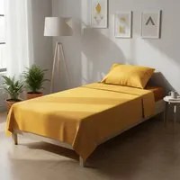 Completo letto singolo bicolor ocra chiaro e scuro