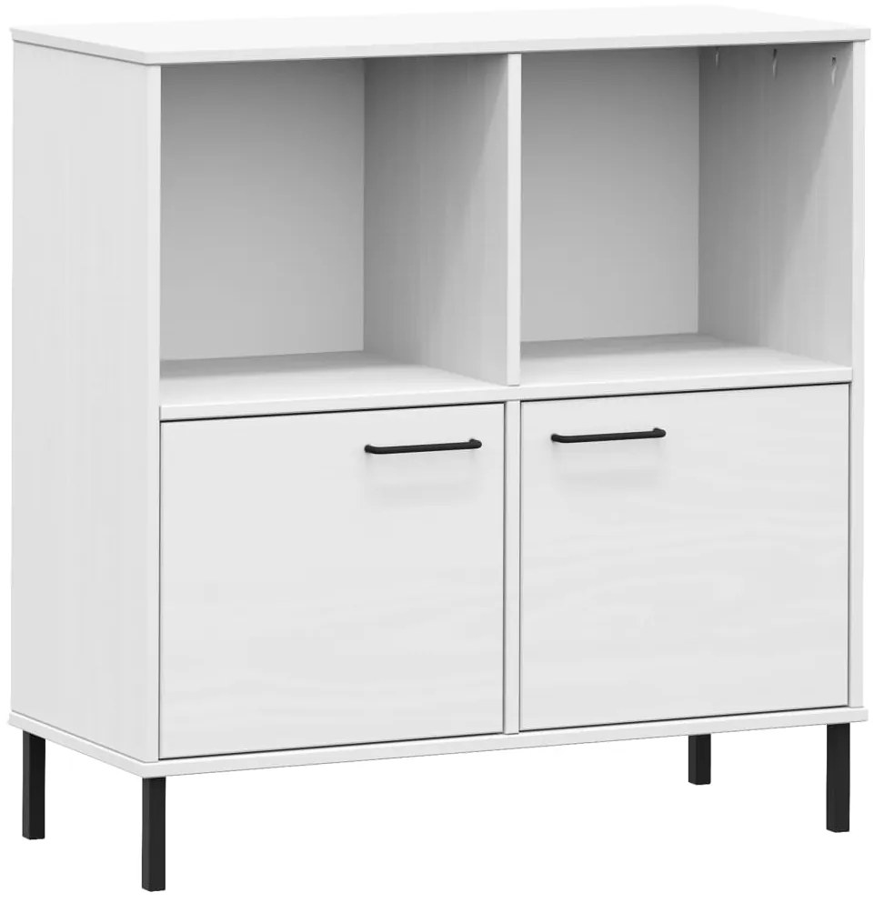 Libreria gambe metallo bianco 90x35x90,5 cm legno massello oslo