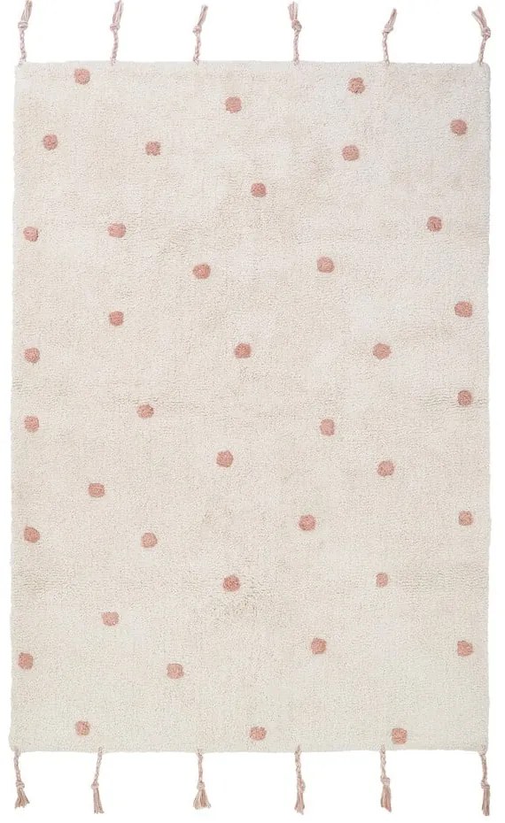 Tappeto in cotone beige e rosa fatto a mano, 100 x 150 cm Numi - Nattiot