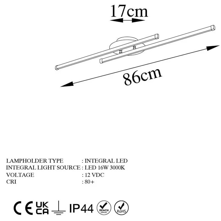 Plafoniera LED nera 10x86 cm Umut - Opviq lights