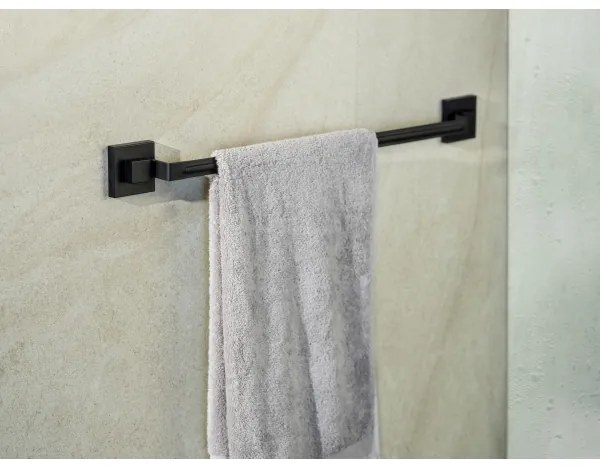 WENKO 71445800 - Barra porta asciugamani VACUUM-LOC QUADRO ED 60,5x6 cm nera
