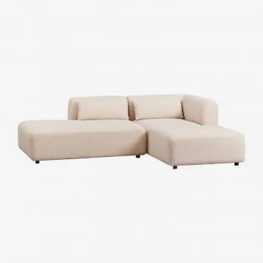 Divano Componibile Angolare In 2 Pezzi Con Chaise Longue Sinistra E Pouf Fogler Ciniglia Crema Beige - Sklum