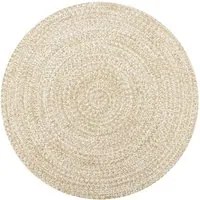 Tappeto Artigianale in Juta Bianco e Naturale 120 cmcod mxl 73467