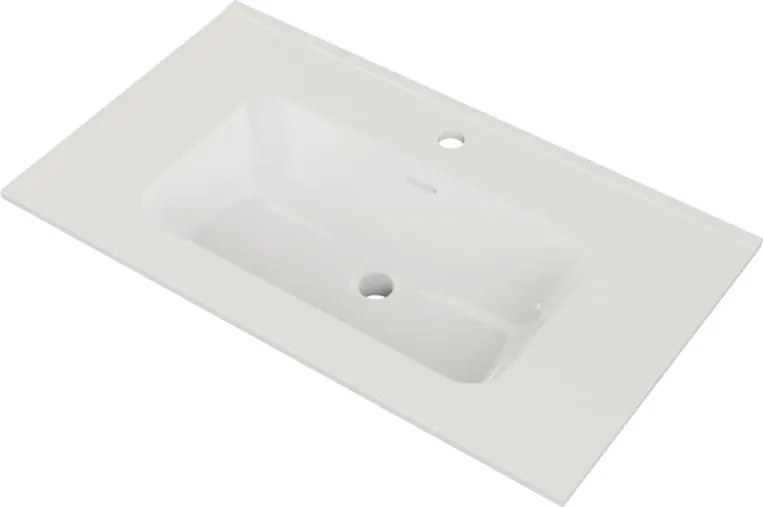 Lavabo a incasso rettangolare vasca centrale Tampa/Loa L 81.5 x H 17.5 x P 46 cm in ceramica bianco lucido