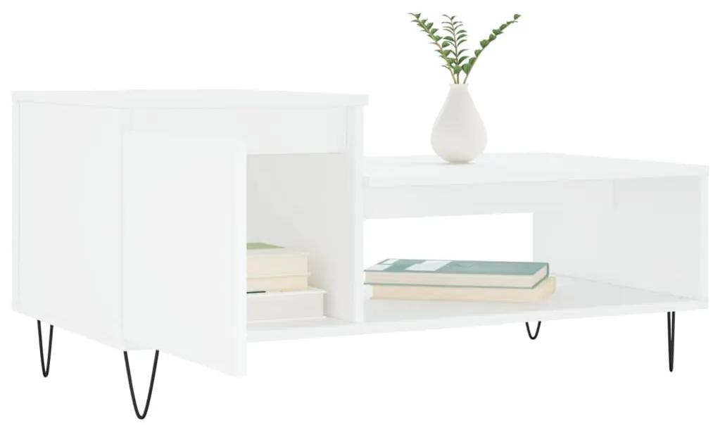 Tavolino da salotto bianco 100x50x45 cm in legno multistrato