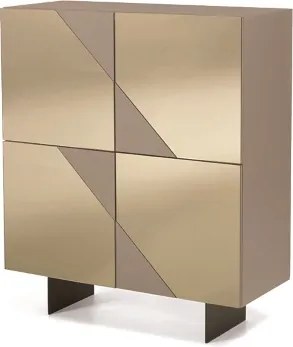 Madia credenza 4 ante in vetro specchio Bronzo e cassa Tortora ARTE 120 con 2 piedini