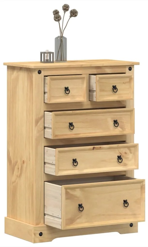 Cassettiera Corona 80x43x114 Cm İn Legno Massello Di Pino /