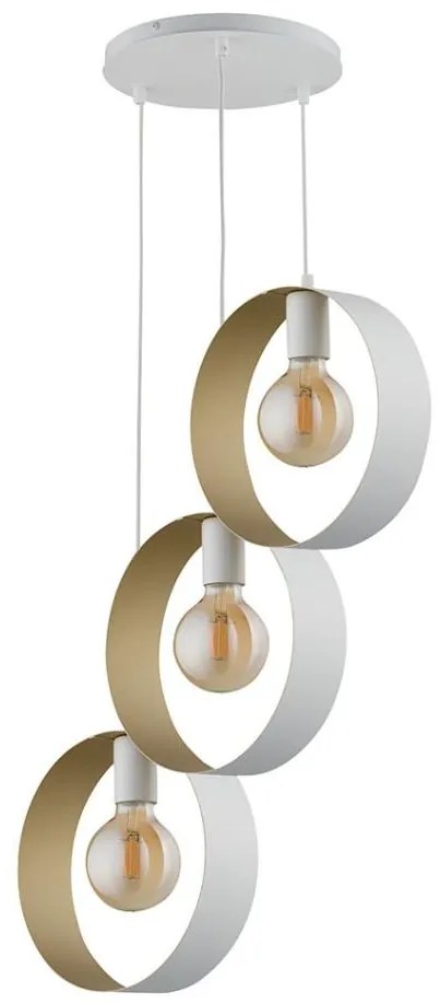 Lampadario su corda HAPPY 3xE27/60W/230V bianco/oro