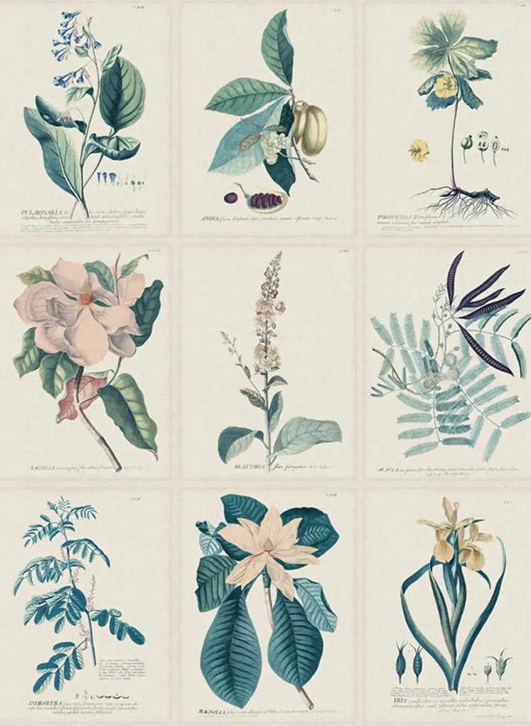 Sandberg Carta da parati panoramica Flora - Blue