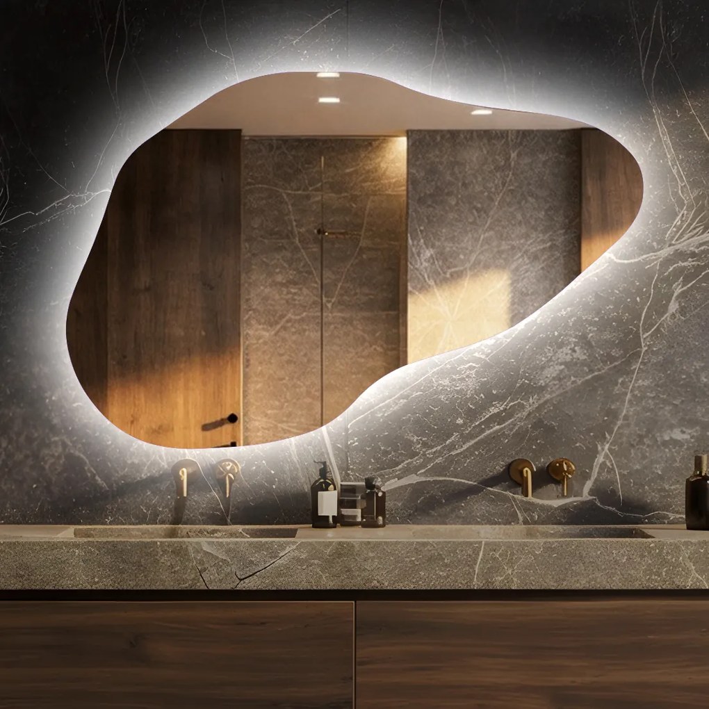 Specchio da bagno LED di forma irregolare P221