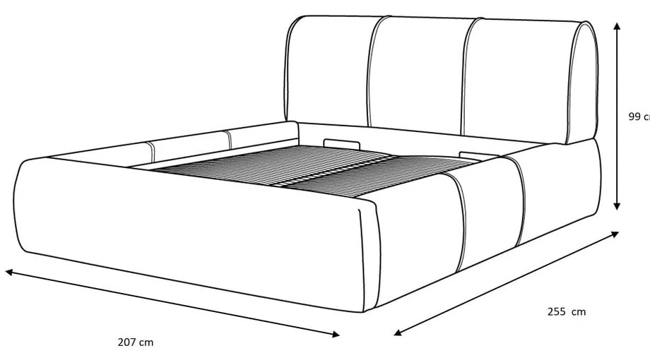 Letto matrimoniale imbottito grigio chiaro con contenitore con griglia 180x200 cm Vernon - Bobochic Paris