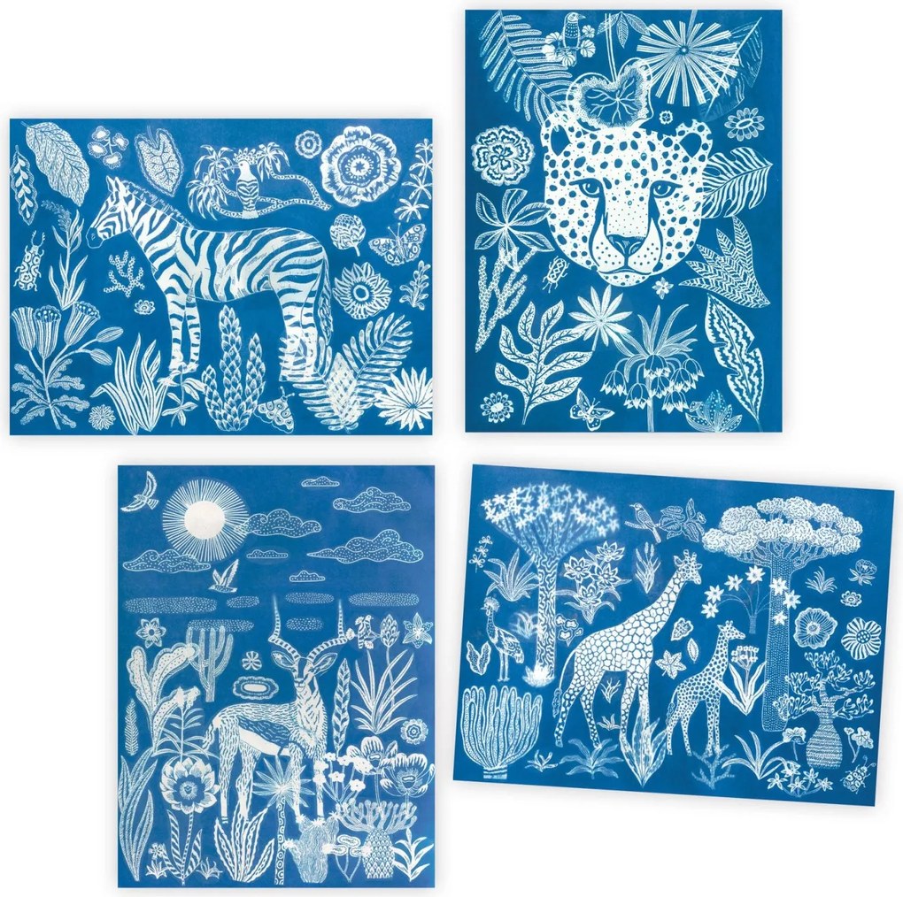 Set creativo - Cianotipia - Notte nella savana