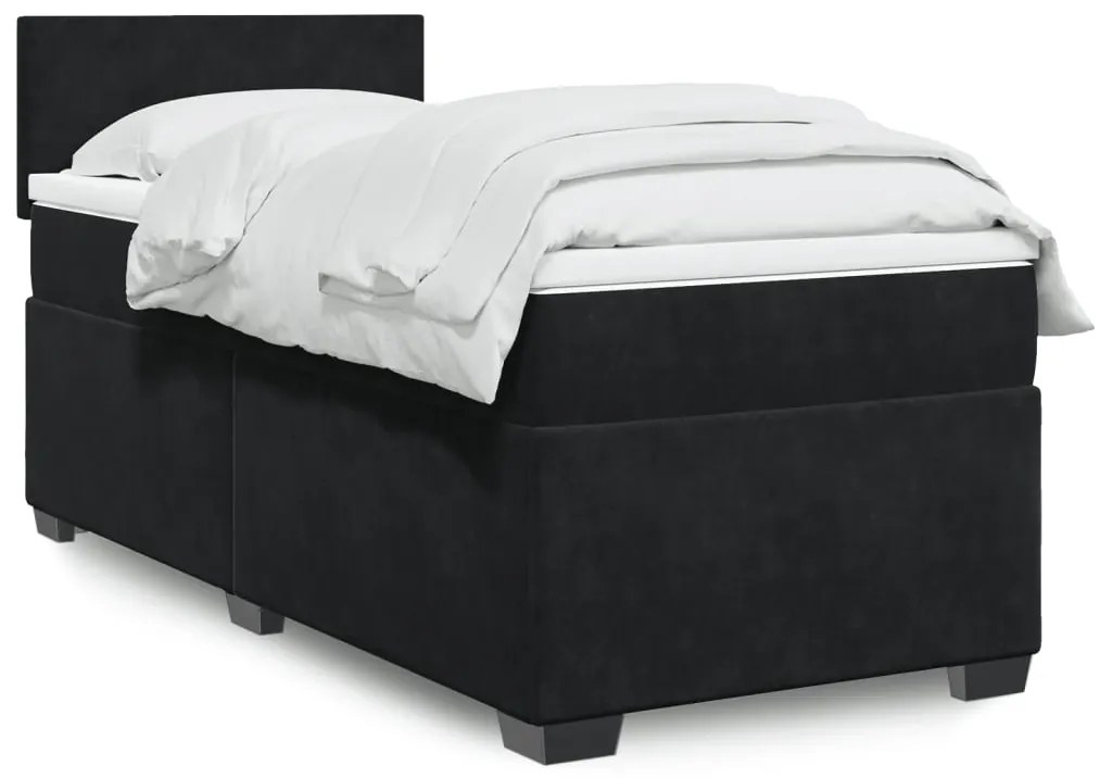 Giroletto A Molle Con Materasso Nero 100x200 Cm İn Velluto /