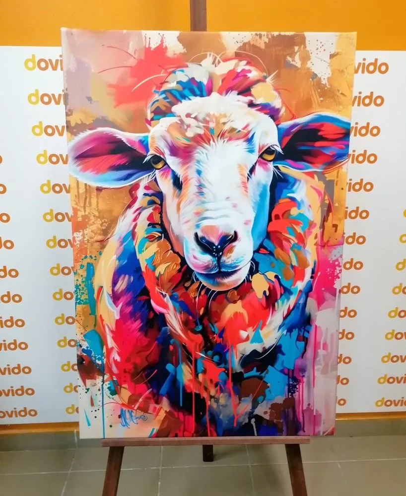 Quadro su tela – Pecora con imitazione di pittura