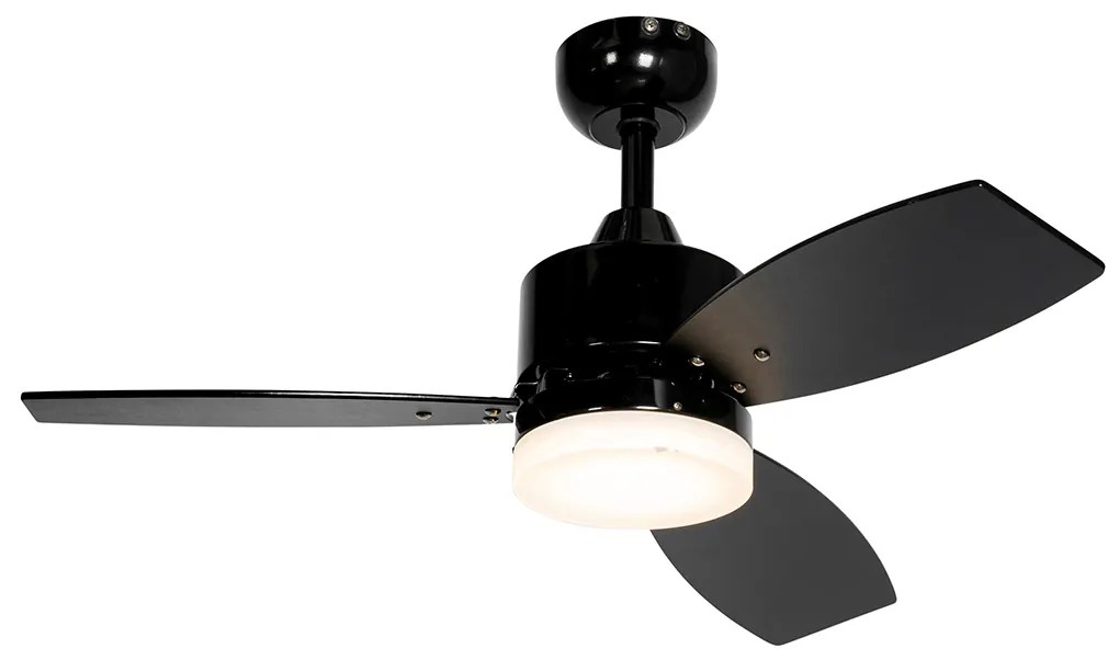 Ventilatore da soffitto per esterni nero 91,3 cm con LED dimmerabile e telecomando IP44 - Toledo