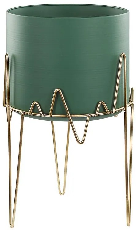 Vaso per fiori in metallo 28 x 28 x 50 cm verde scuro e oro KALANDRA Beliani